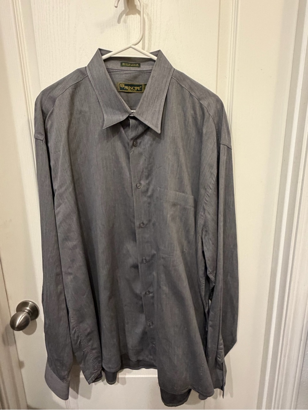 Principe Men's Gray Long-Sleeve Dress Shirt